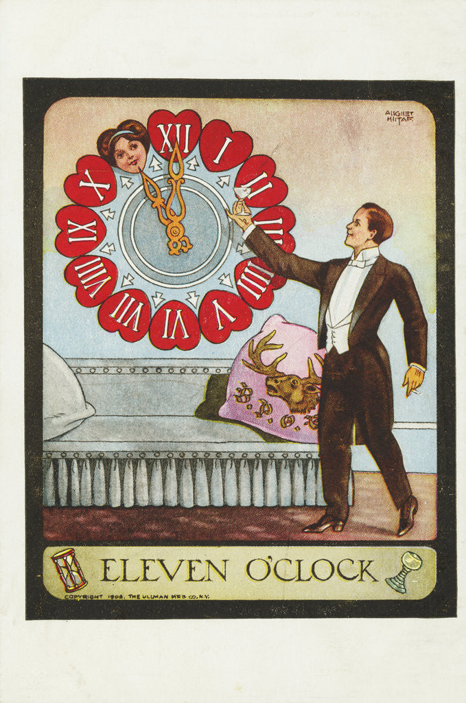 Detail of Eleven O'Clock Postcard by A. Hitaf