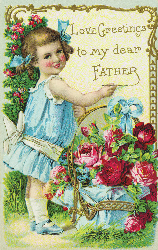 Detail of Love Greetings to My Dear Father Postcard by Anonymous