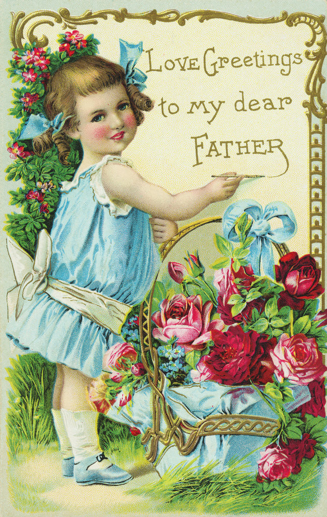 Detail of Love Greetings to My Dear Father Postcard by Corbis