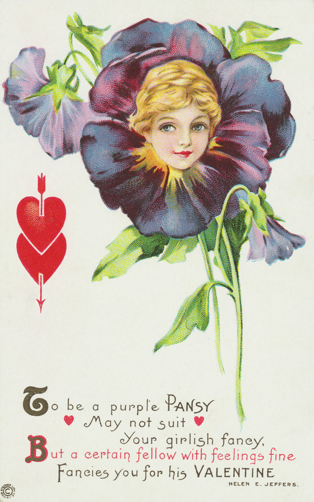 Detail of To be a Purple Pansy May Not Suit Your Girlish Fancy Postcard by Corbis