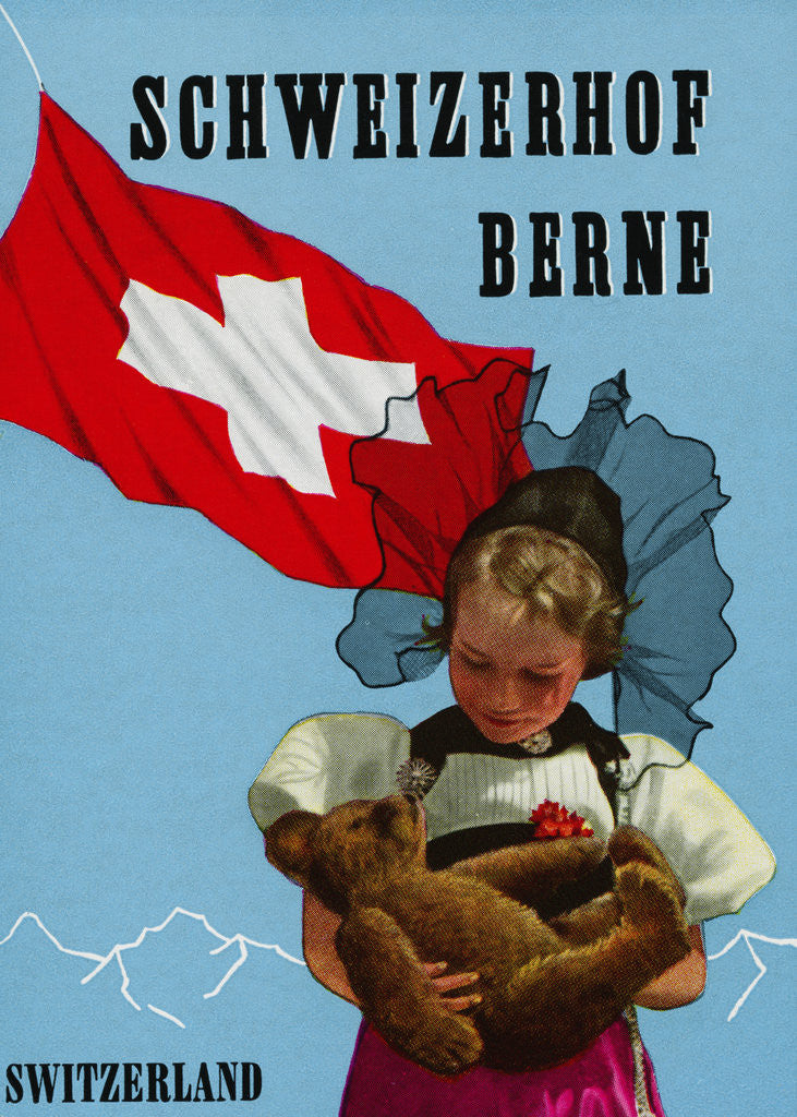Detail of Schweizerhof Berne, Switzerland Luggage Label by Anonymous