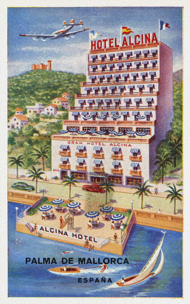 Detail of Hotel Alcina, Palma de Mallorca, Espana Luggage Label by Anonymous