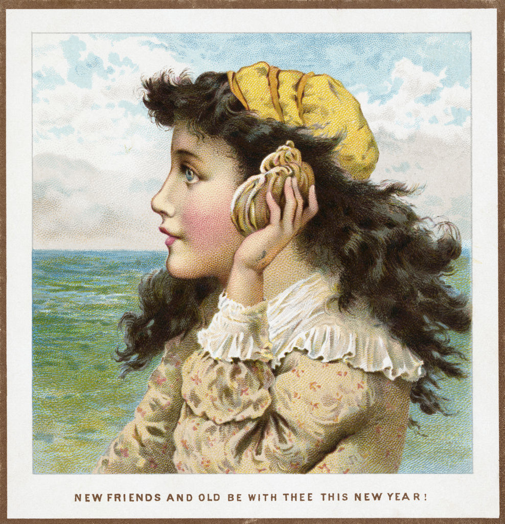 Detail of New Friends and Old Be With Thee This New Year Trade Card by Anonymous