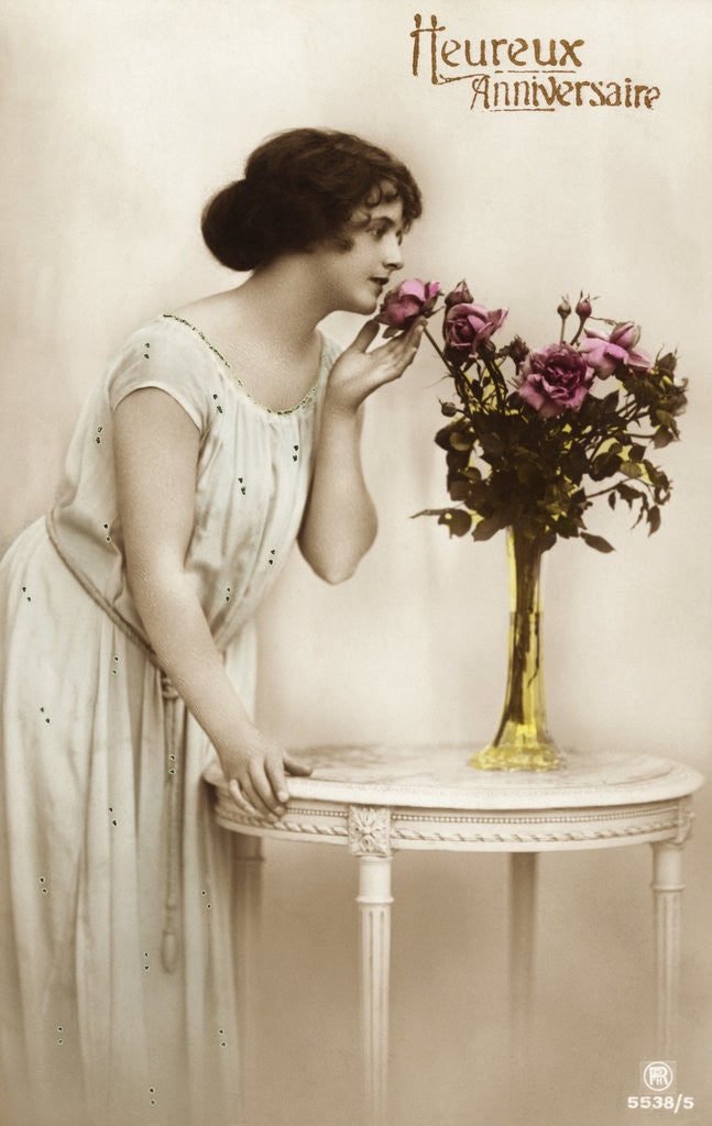 Detail of Heureux Anniversaire Postcard by Anonymous