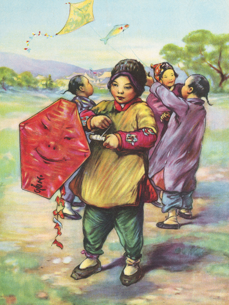 Detail of At Play in China by Anna Milo Upjohn