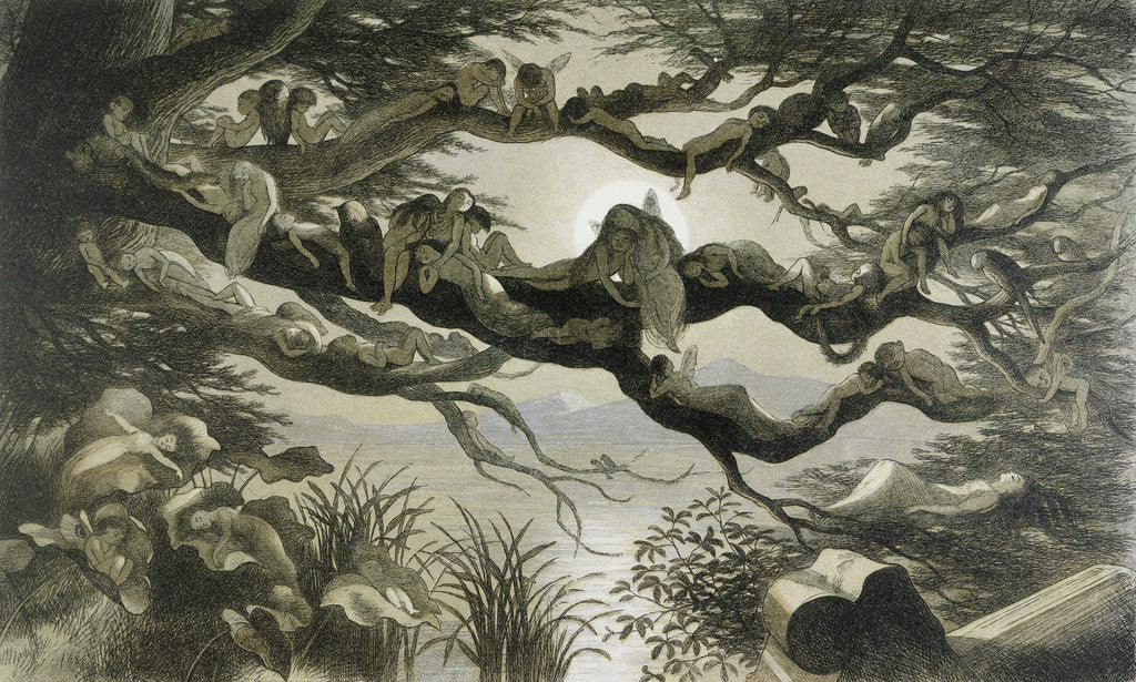 Detail of Asleep in the Moonlight Illustration by Richard Doyle