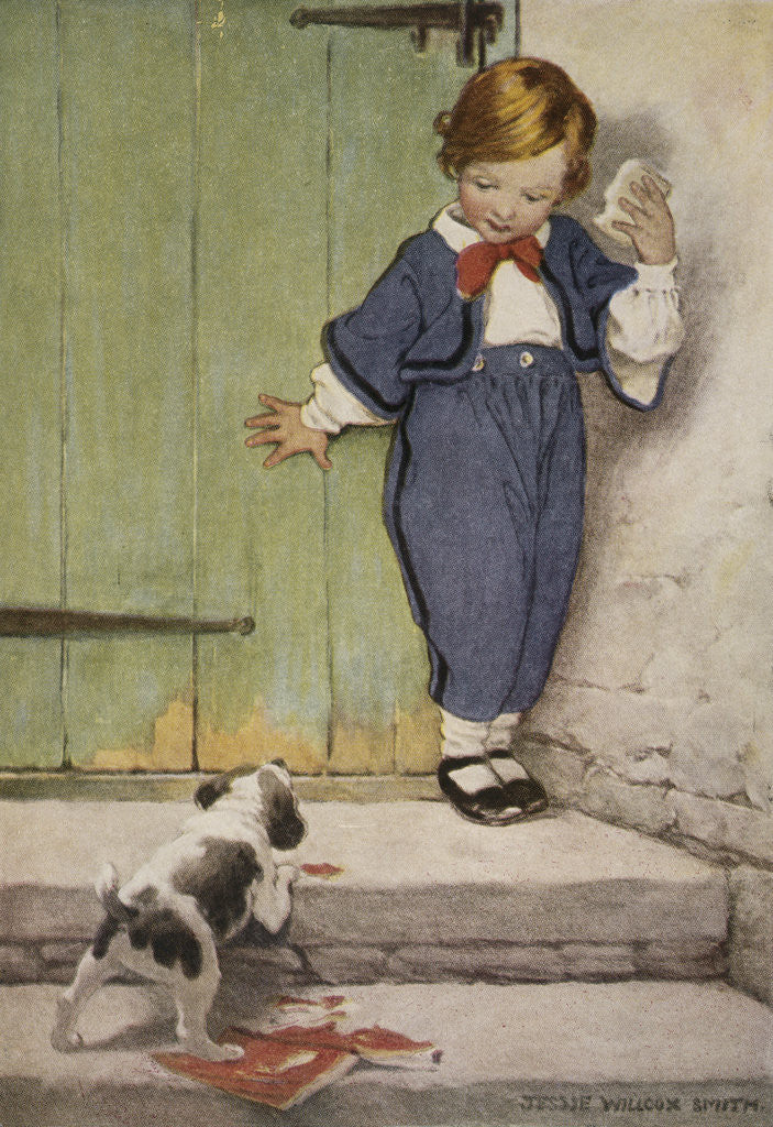 Detail of Illustration of a Boy and a Puppy by Jessie Willcox Smith