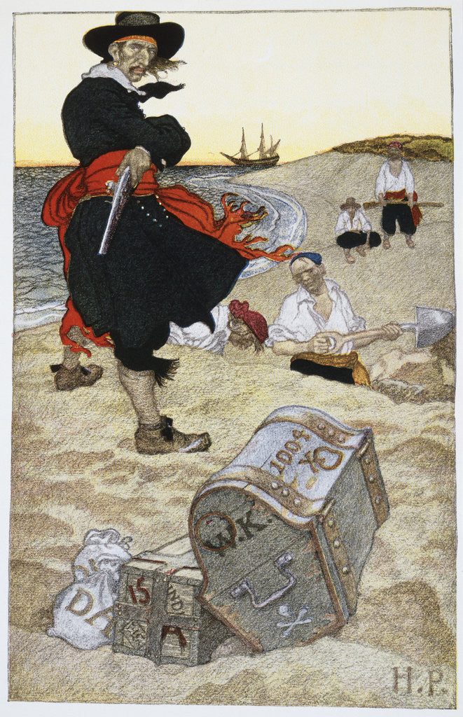 Detail of Buried Treasure Illustration by Howard Pyle