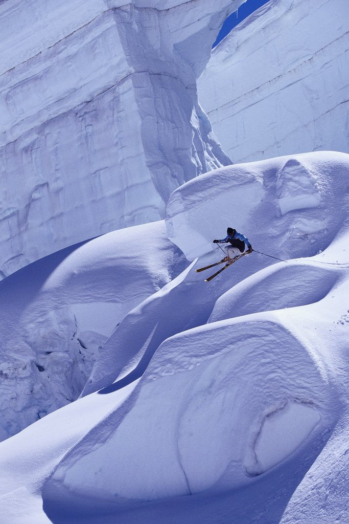 Detail of Person Skiing on Glacier in Alps by Corbis