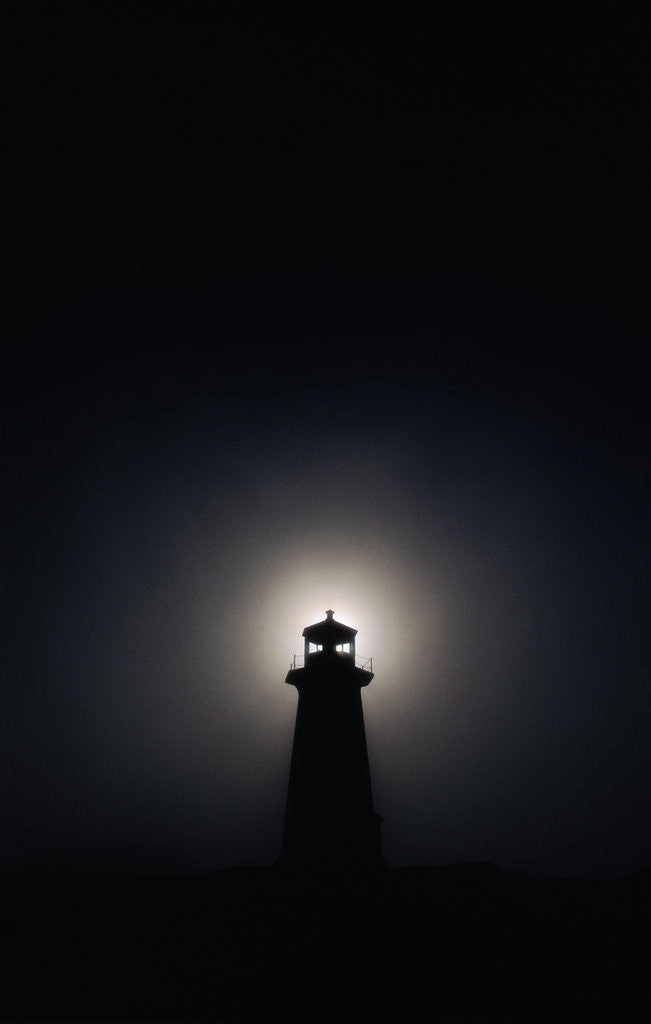 Detail of Lighthouse at Night in Peggy's Cove by Anonymous