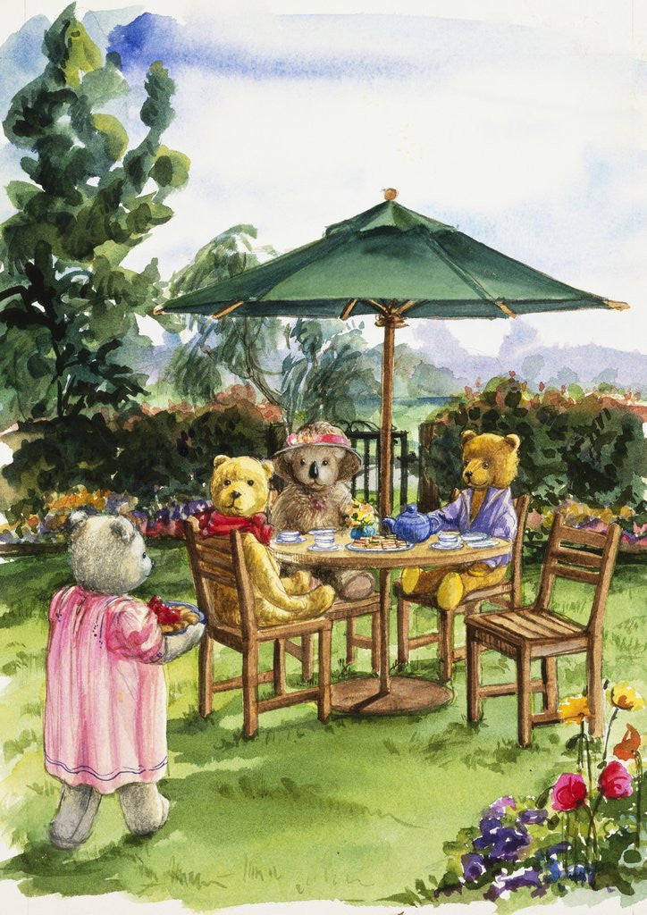Detail of Teddy Bears at a Backyard Tea from Teddy Bears' Picnic Cookbook by Alexandra Day
