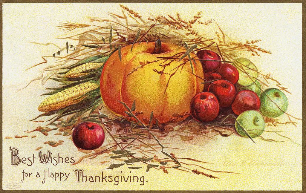 Detail of Best Wishes for a Happy Thanksgiving Postcard by Anonymous