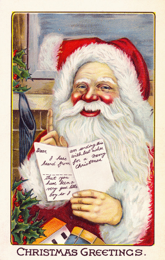 Detail of Christmas Greetings Postcard by Corbis