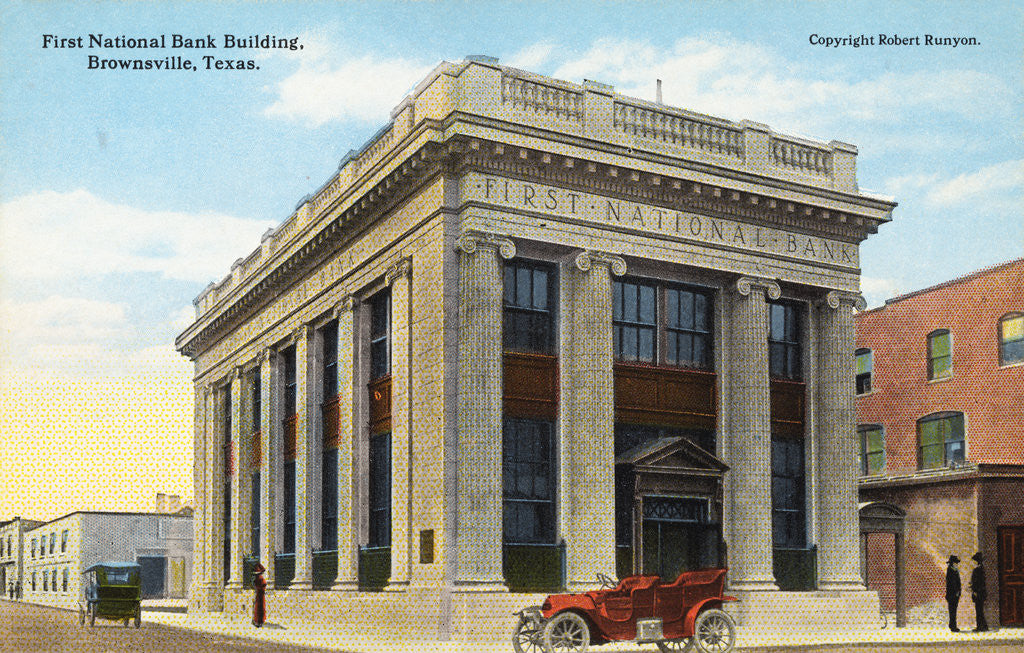 Detail of First National Bank Building, Brownsville, Texas Postcard by Anonymous