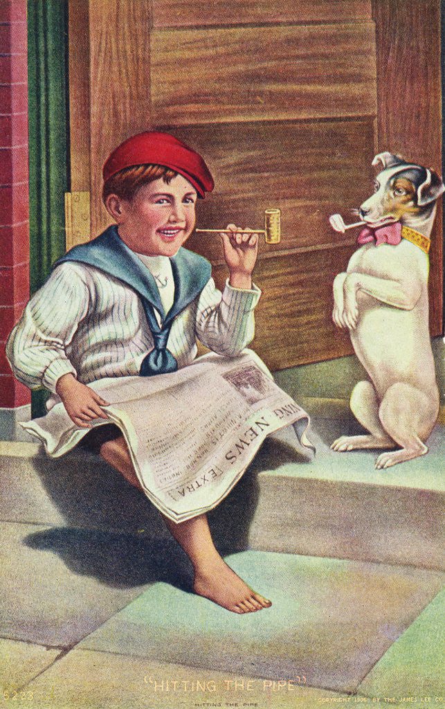 Detail of Hitting the Pipe Postcard by Anonymous