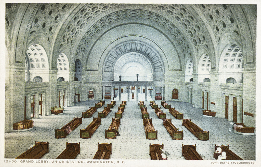 Detail of Grand Lobby, Union Station, Washington, D.C. Postcard by Anonymous
