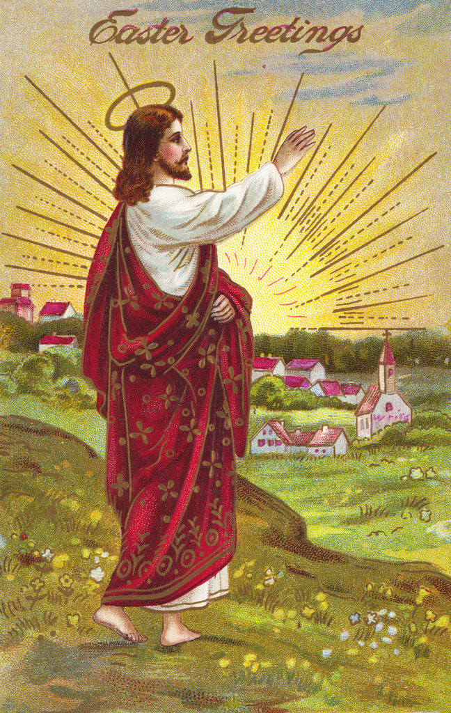Detail of Easter Greetings Postcard with Jesus by Anonymous