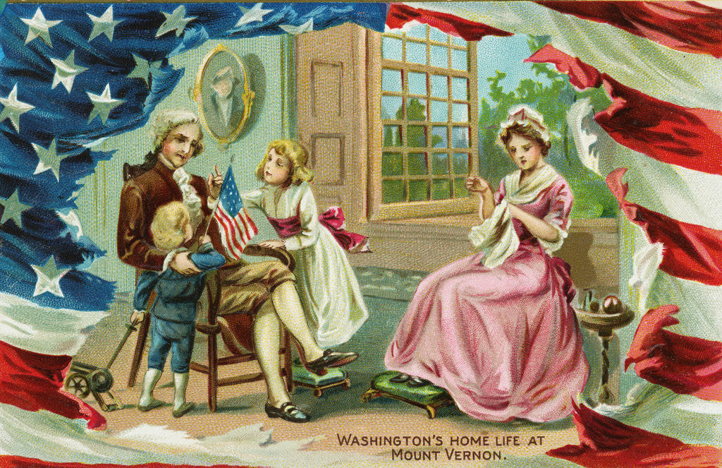Detail of Washington's Home Life at Mount Vernon Postcard by Anonymous
