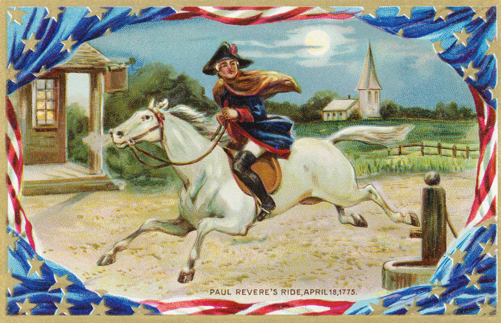 Detail of Paul Revere's Ride, April 18, 1775 Postcard by Anonymous