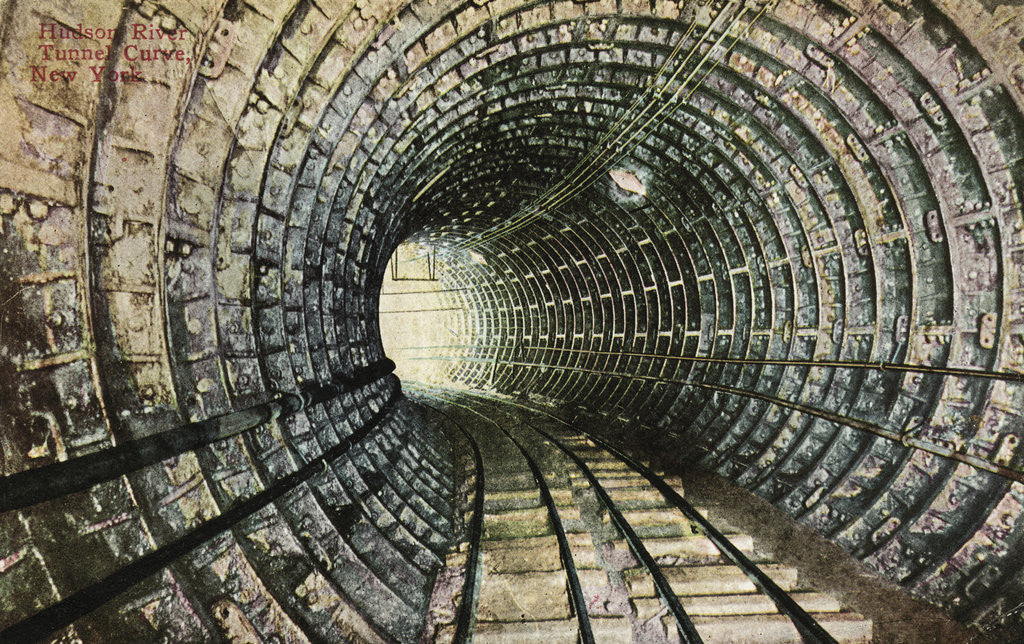 Detail of Hudson River Tunnel Curve, New York Postcard by Anonymous