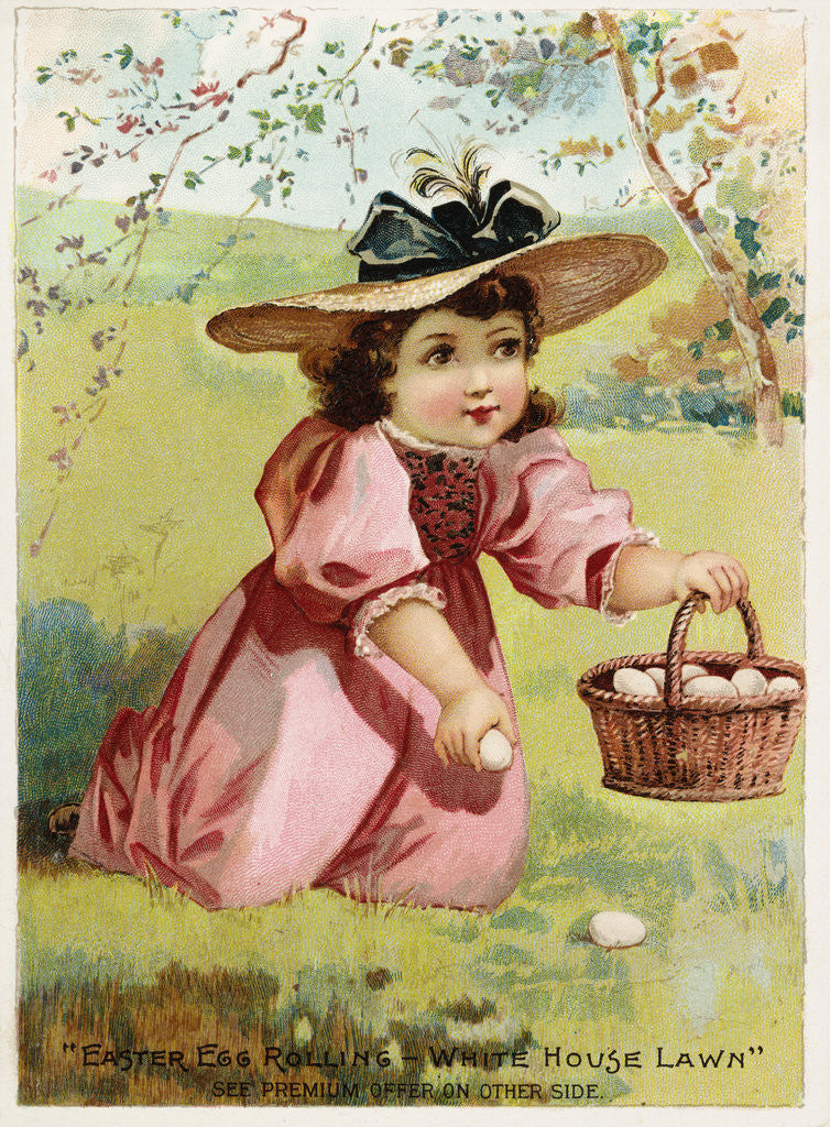 Detail of Easter Egg Rolling - White House Lawn Woolson Spice Company Trade Card by Anonymous