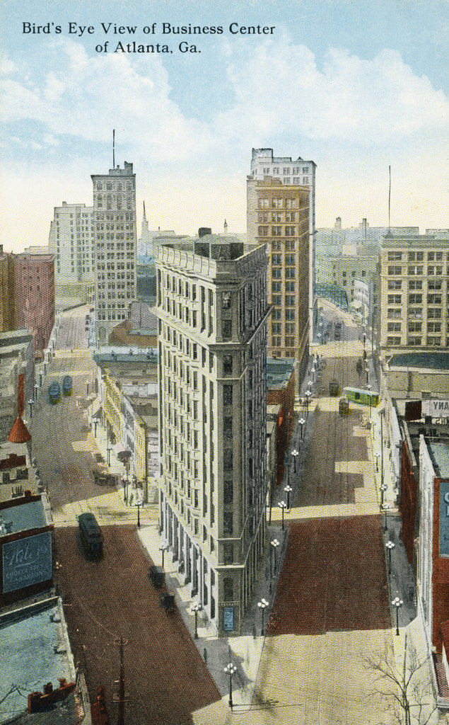 Detail of Bird's Eye View of Business Center of Atlanta, Ga. Postcard by Anonymous