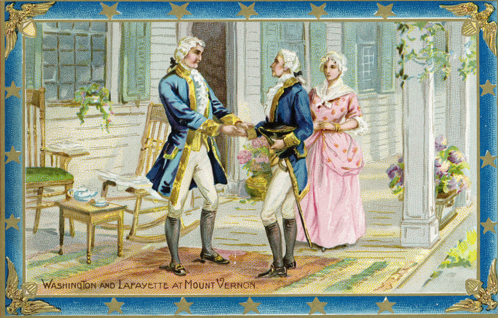 Detail of Washington and Lafayette at Mount Vernon Postcard by Anonymous