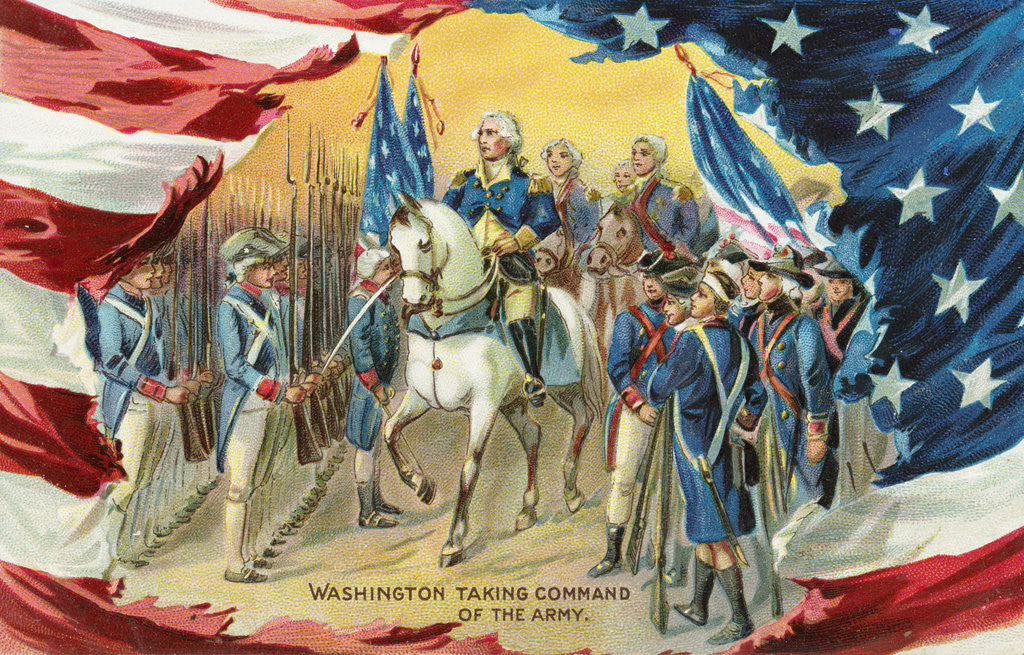 Detail of Washington Taking Command of the Army Postcard by Corbis