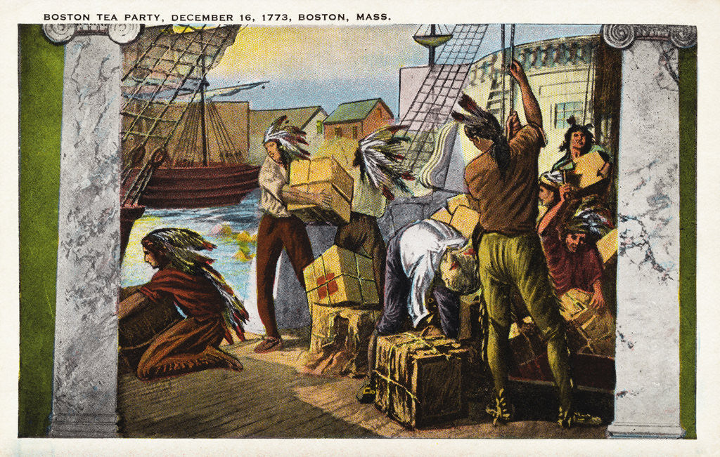 Detail of Boston Tea Party Postcard by Anonymous