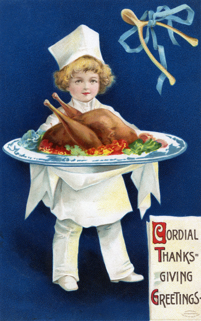 Detail of Cordial Thanksgiving Greetings Postcard by Corbis