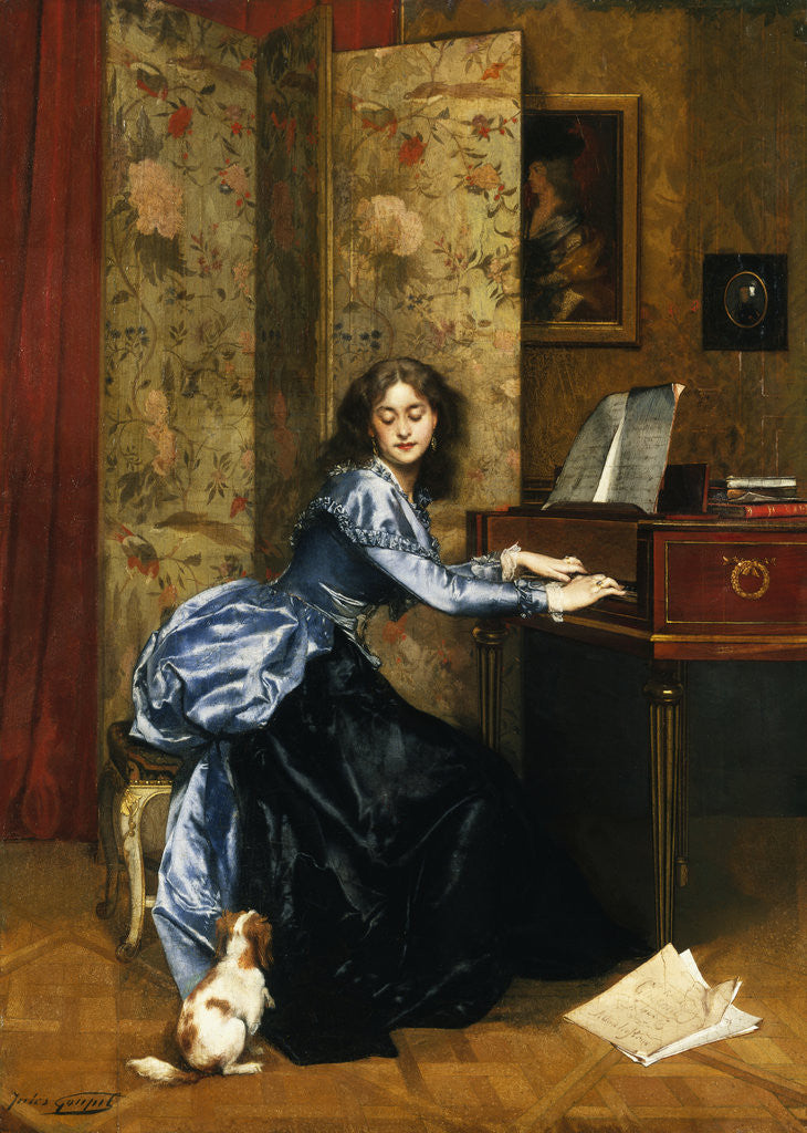 Detail of An Attentive Pet by Jules Adolphe Goupil