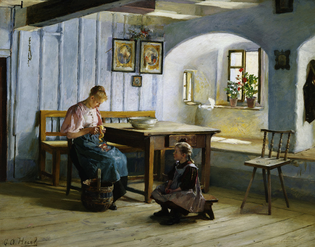 Detail of Making Apple Pie by Gustave Auguste Hessl
