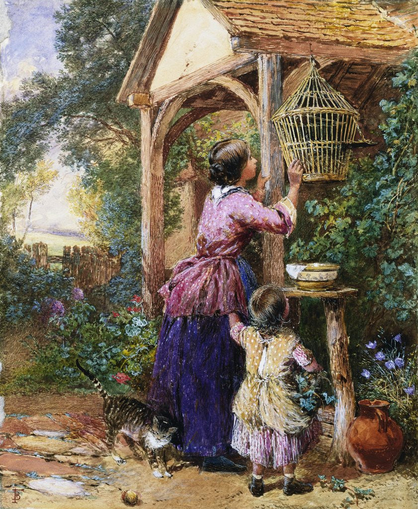 Detail of The Bird Cage by Myles Birket Foster