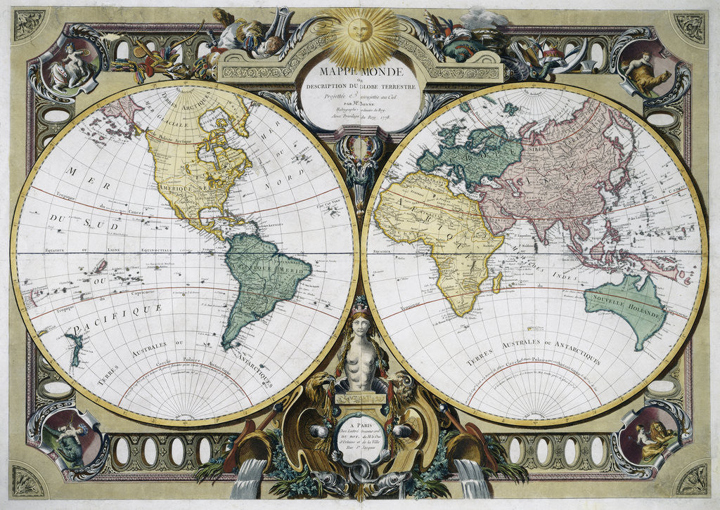 Detail of Mappe Monde by Rigobert Bonne