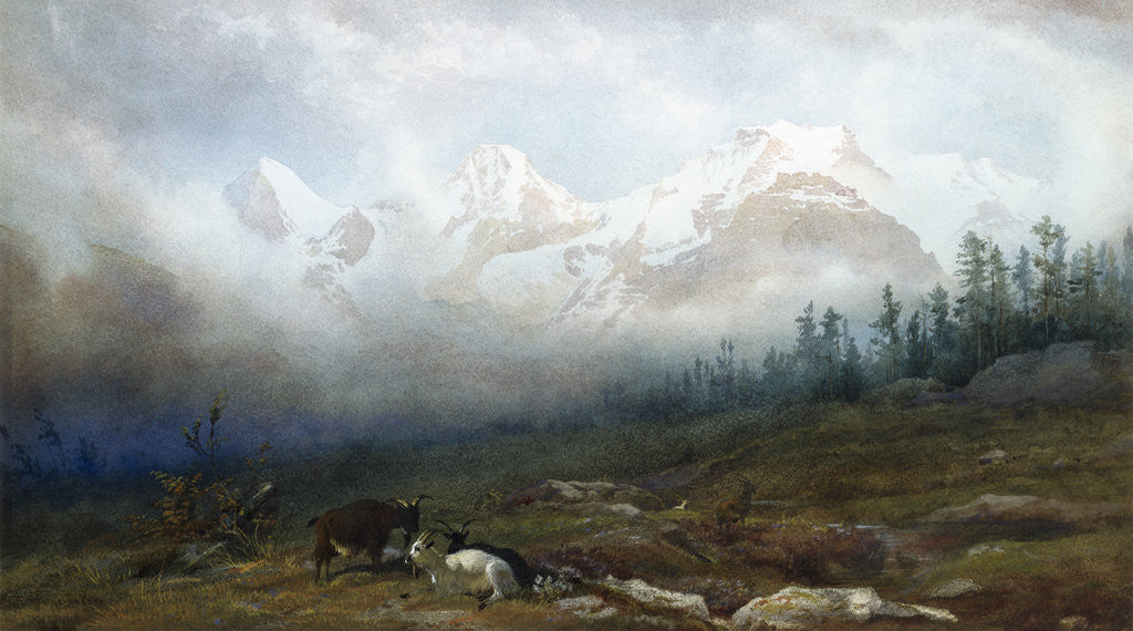 Detail of The Jungfrau, Monk and Eiger from Murren by Thomas George Cooper