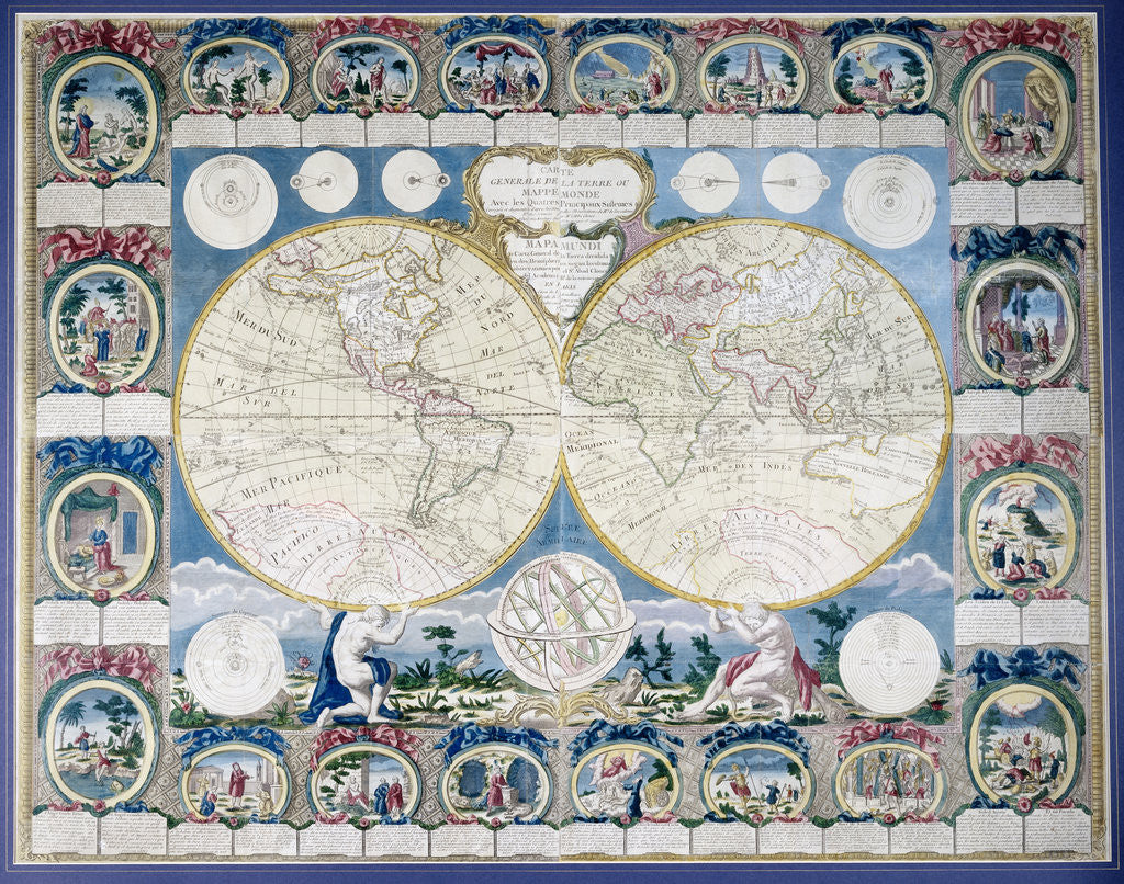 Detail of General Map of the Earth by Abbe Clouet