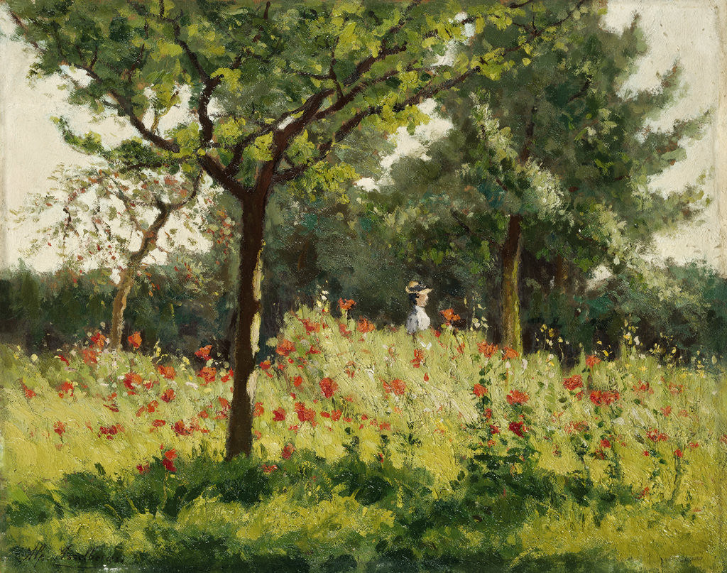 Detail of The Poppy Field by Alphonse Asselbergs
