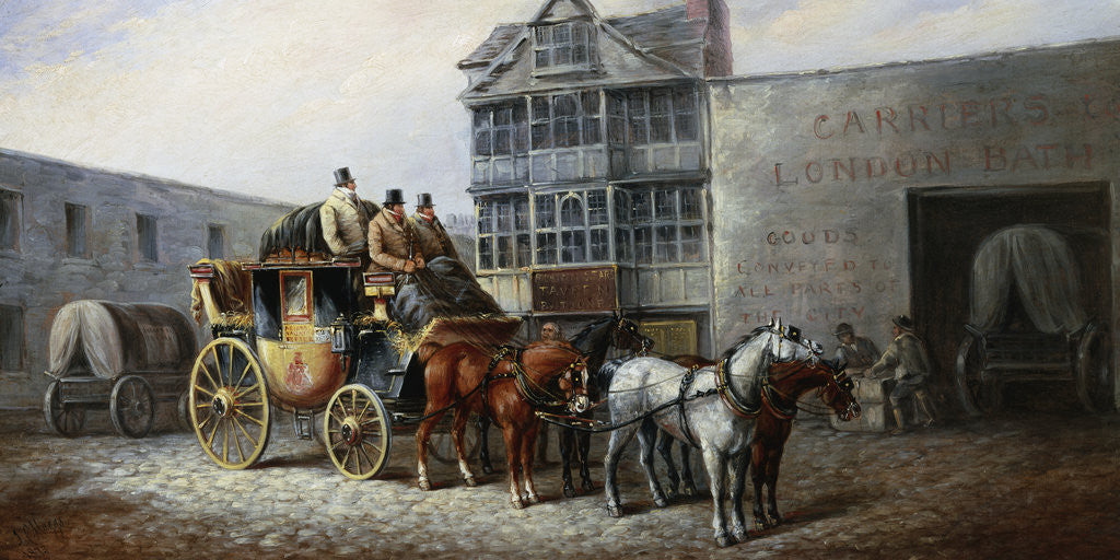 Detail of The Bristol Stagecoach Leaving the Fourteen Stars Tavern by John Charles Maggs