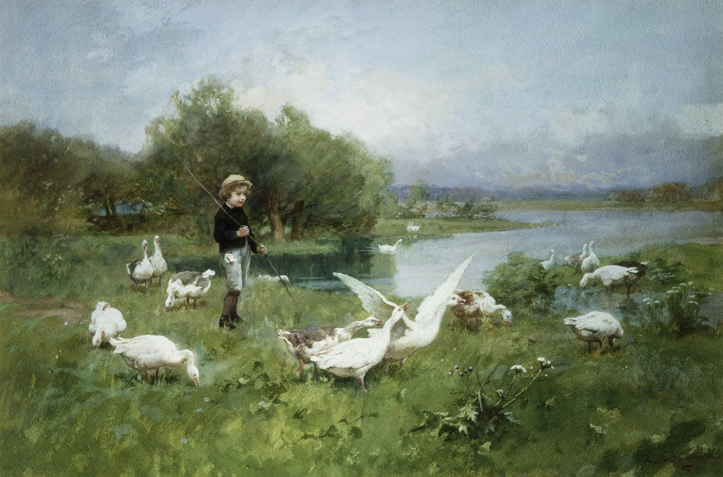 Detail of Tending the Geese by Luigi Chialiva