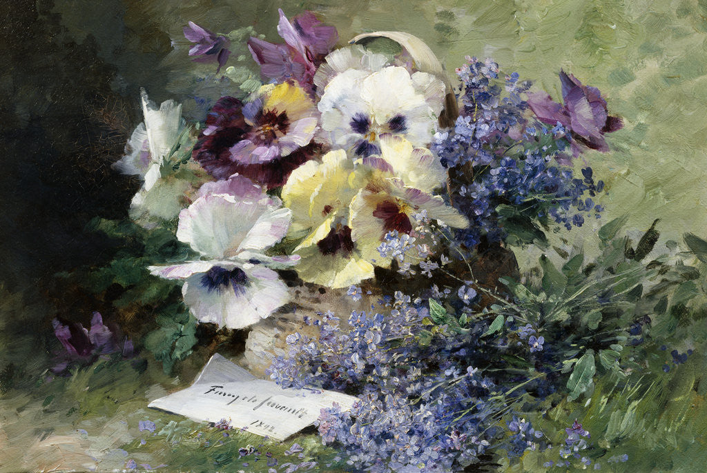 Detail of Pansies and Forget Me Not by Albert-Tibulle Furcy de Lavault
