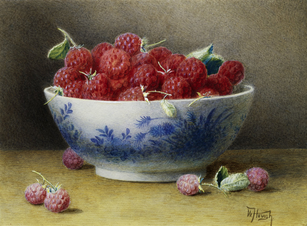 Detail of A Bowl of Raspberries by Willam B. Hough