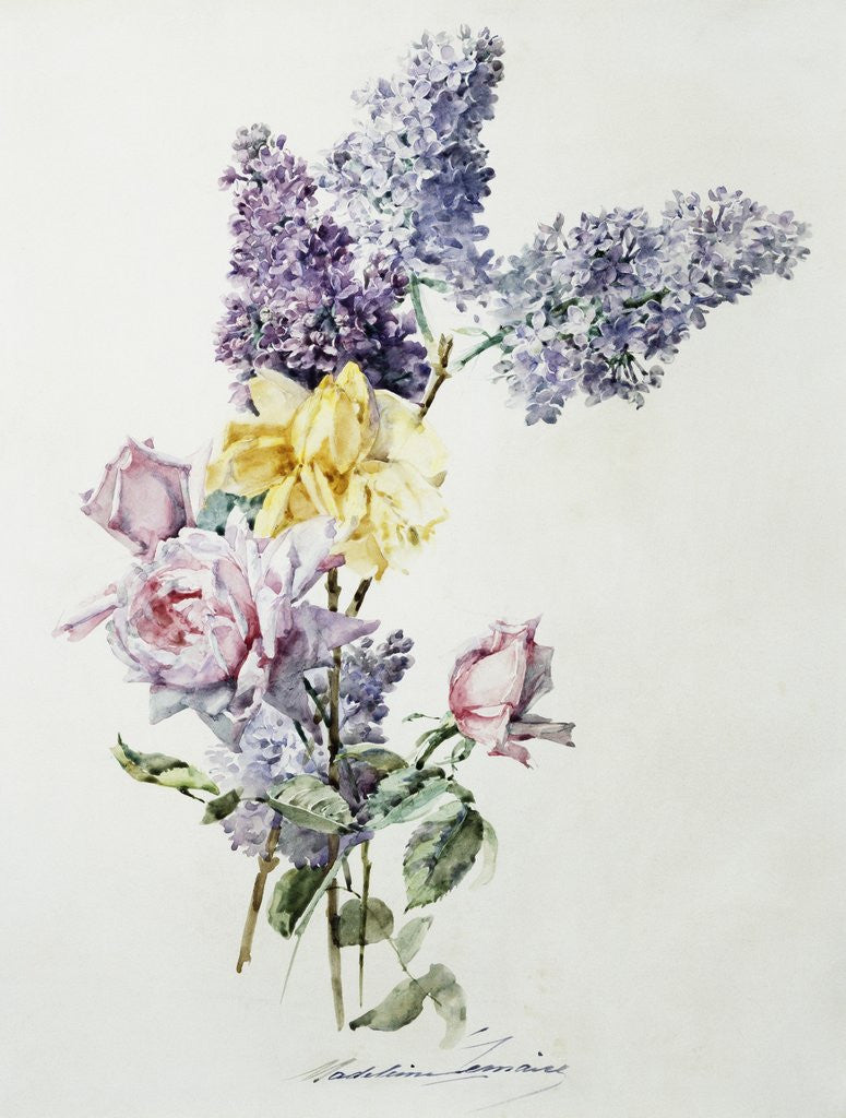 Detail of A Study of Lilac and Roses by Madeleine Lemaire