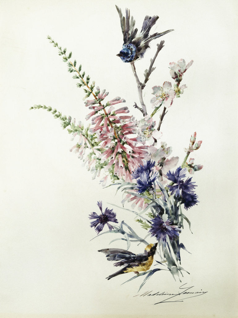 Detail of A Study of Heather, Cornflower, and Blossom by Madeleine Lemaire