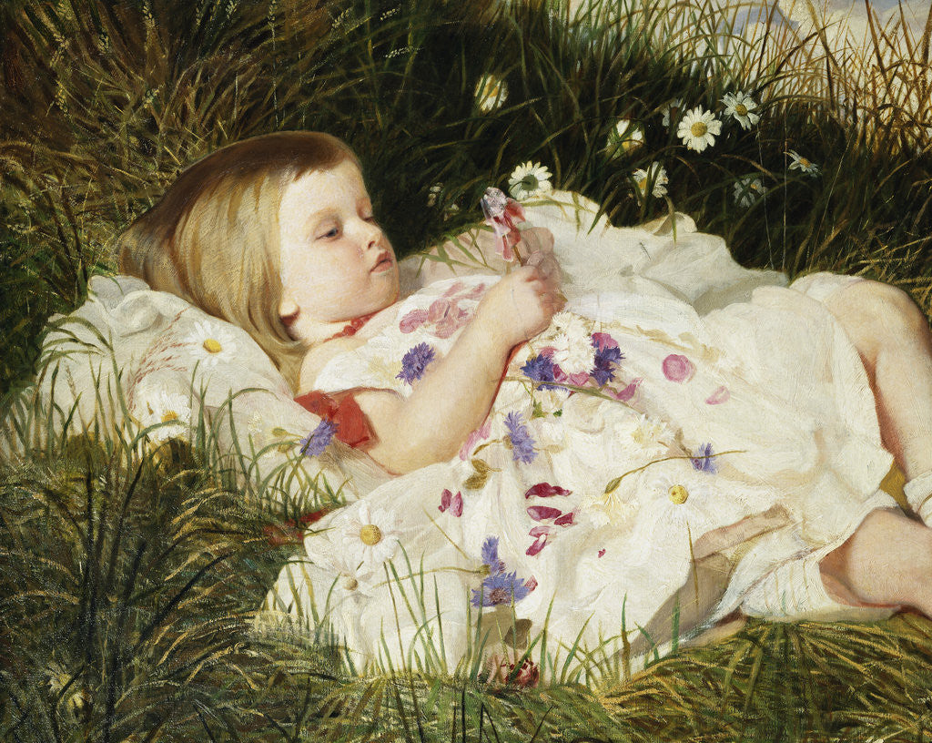 Detail of Picking Posies by William Blake Richmond