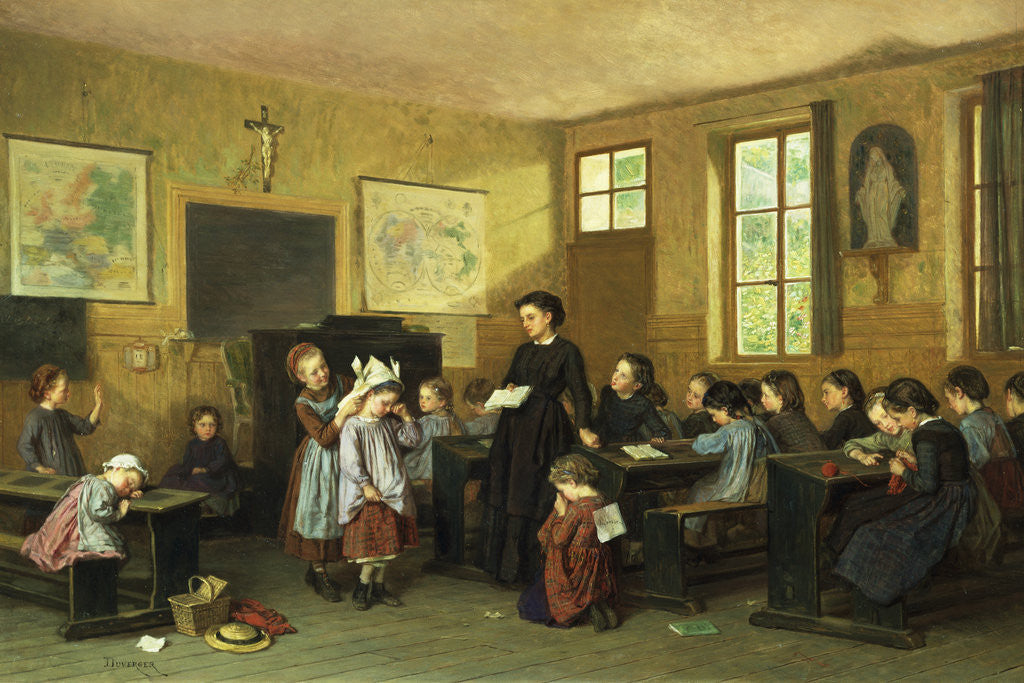 Detail of In the Schoolroom by Theophile Emmanuel Duverger