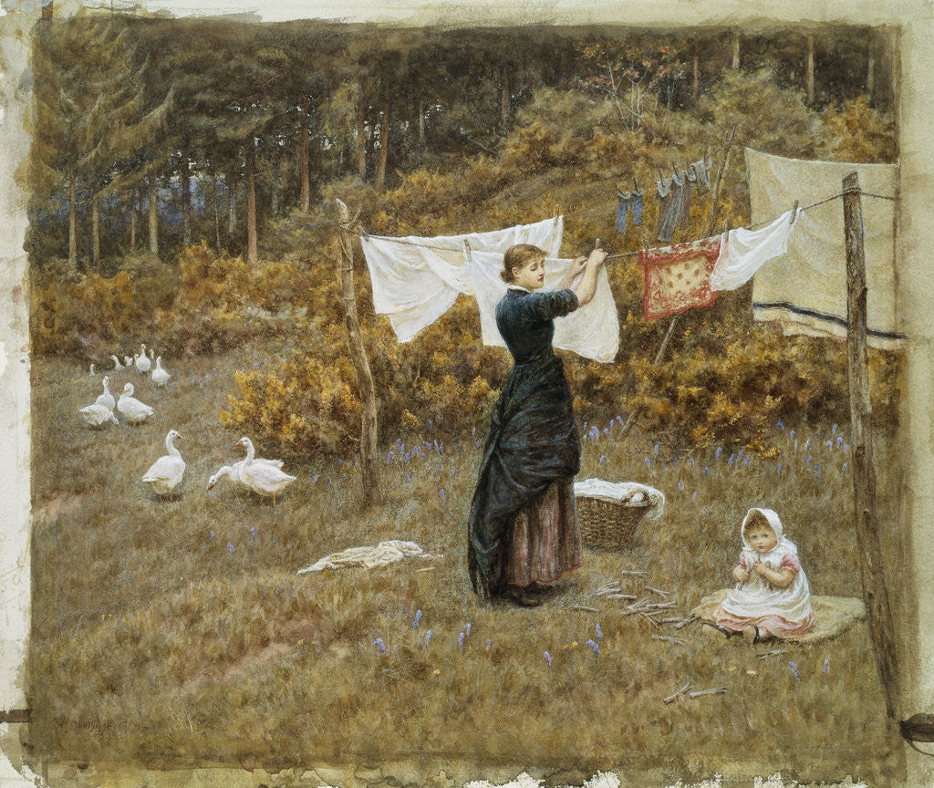 Detail of Hanging the Washing, a Beautiful Spring Morning by Helen Allingham