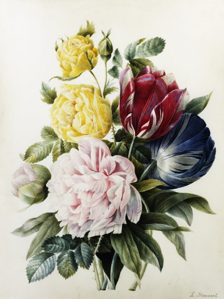 Detail of Tulips and Roses by Louise Thuillier Mornard