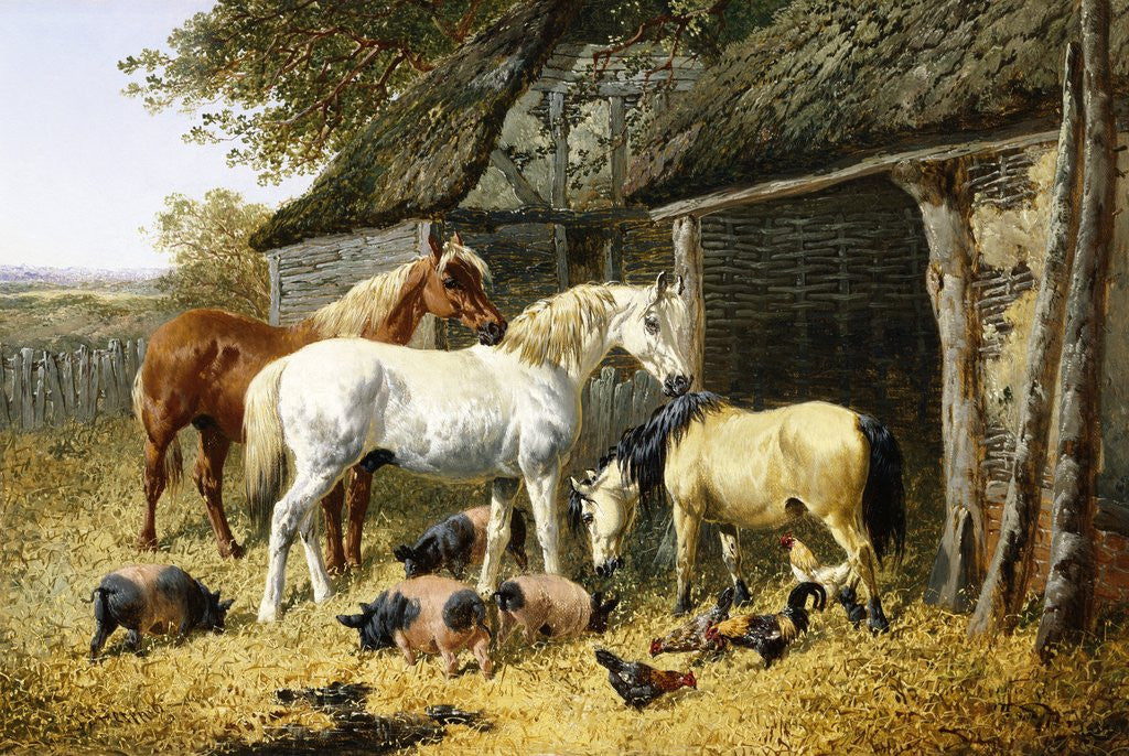 Detail of Farmland Friends by John Frederick Herring Jr