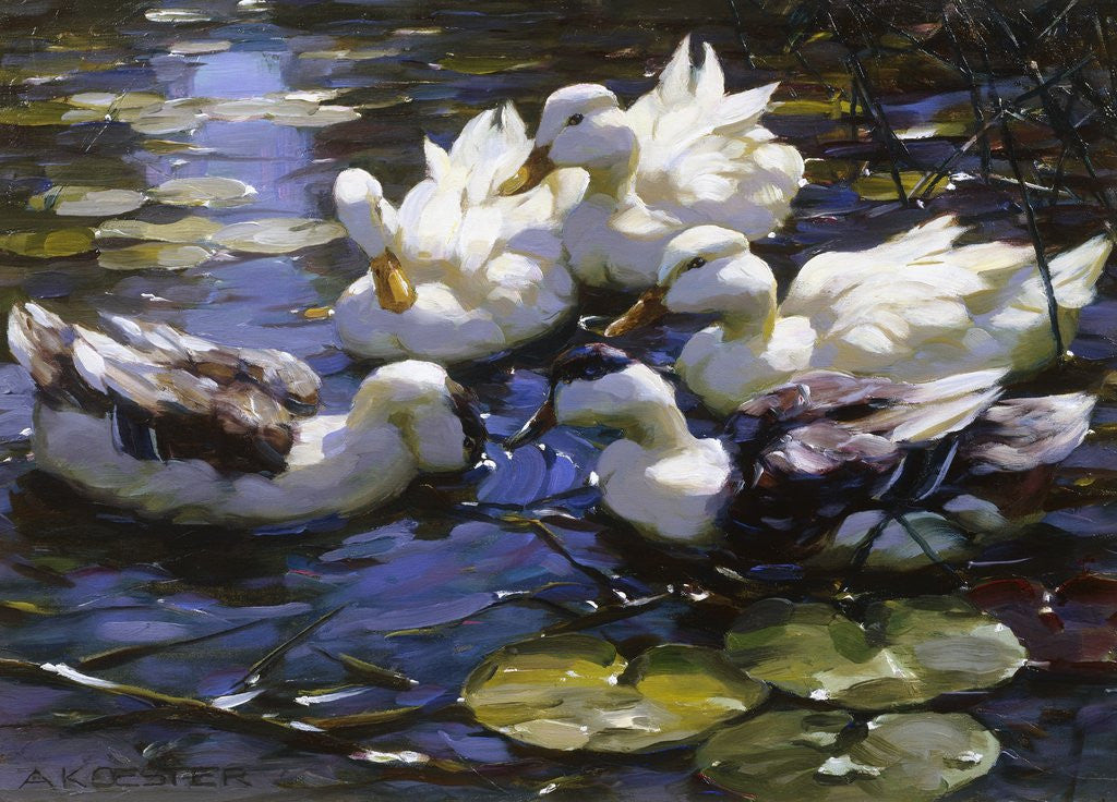Detail of Ducks on the River by Alexander Max Koester