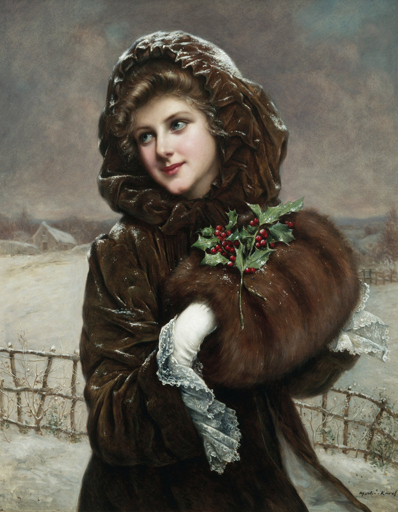 Detail of A Winter Beauty by Francois Martin-Kavel